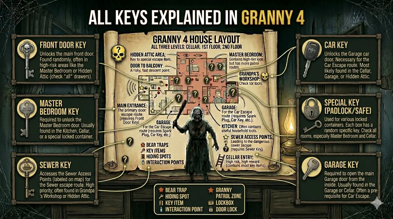 All Keys Explained in Granny 4